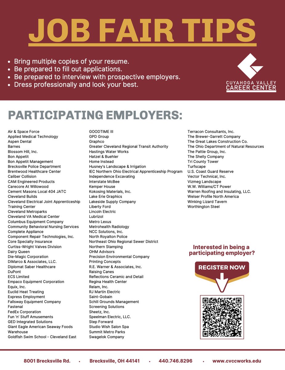 CVCC is hosting a Job Fair on Thursday, March 6, from 3:00 p.m. to 5:00 p.m. All job seekers ages 14 and older are invited to attend this FREE event—no registration required.

Connect with local businesses and non-profits offering full-time, part-time, and seasonal job