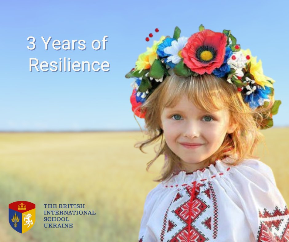Three years since the invasion began, we honour the heroes defending #Ukraine. Their bravery, our teachers' dedication and support from our global partners, help BISU continue to deliver quality education to our children. Our belief in a brighter future for all remains unshaken.