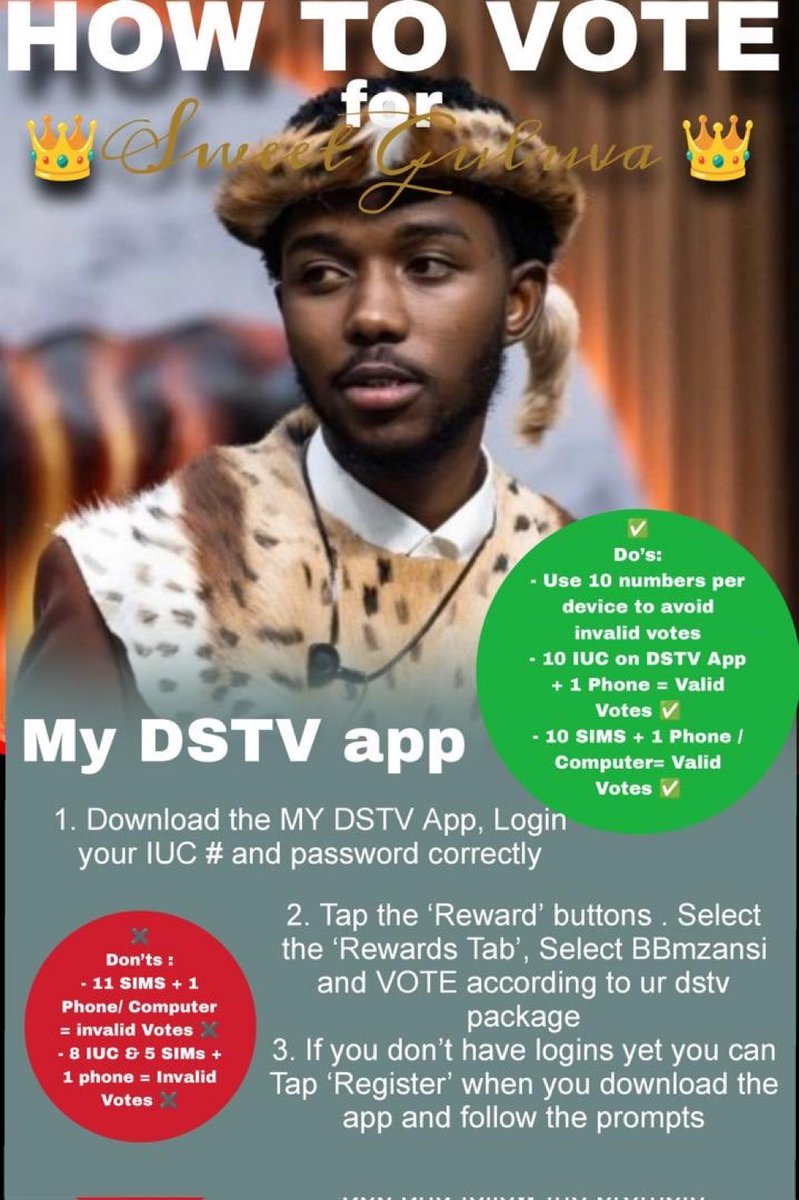 Rebel_YSL's tweet photo. ~
DO NOT ASSUME SOMEONE ELSE IS VOTING!!! ‼️‼️‼️

VOTE FOR SWEET GULUVA!

We’re all he got! 

#BBMzansi #BBMzansiumlilo https://t.co/xkZh2wv5kF