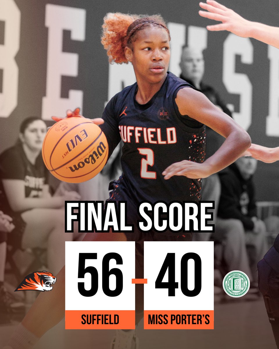 Final: Suffield 56, Miss Porter’s 40

📊 Game Highlights:
Alannah Baehr: 19 PTS, 12 REB
Sammi Santacroce: 13 PTS, 6 AST
Juju Booth &amp; Charlotte Theriault: 9 PTS each + multiple boards

#SAGBB #SuffieldGirlsBasketball #SuffieldAcademy