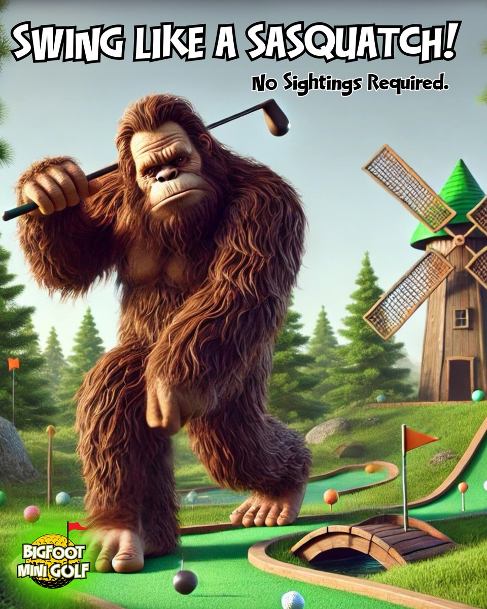 BigfootFanClub's tweet photo. Mini Golf Monday ⛳: Swing Like A Sasquatch! (no sightings required.)
.
.
.
.
.
#minigolfmonday #minigolflegends #bigfootfunpark #bigfootminigolf #sasquatchspotted #bigfootapproved https://t.co/ZVx7GX3z9X