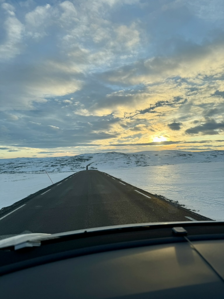 Rush hour at NordKapp with a Model Y.