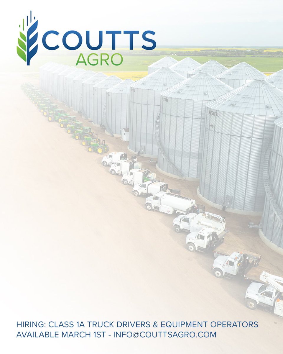 We’re hiring!

Class 1A Truck Drivers and Equipment Operators.