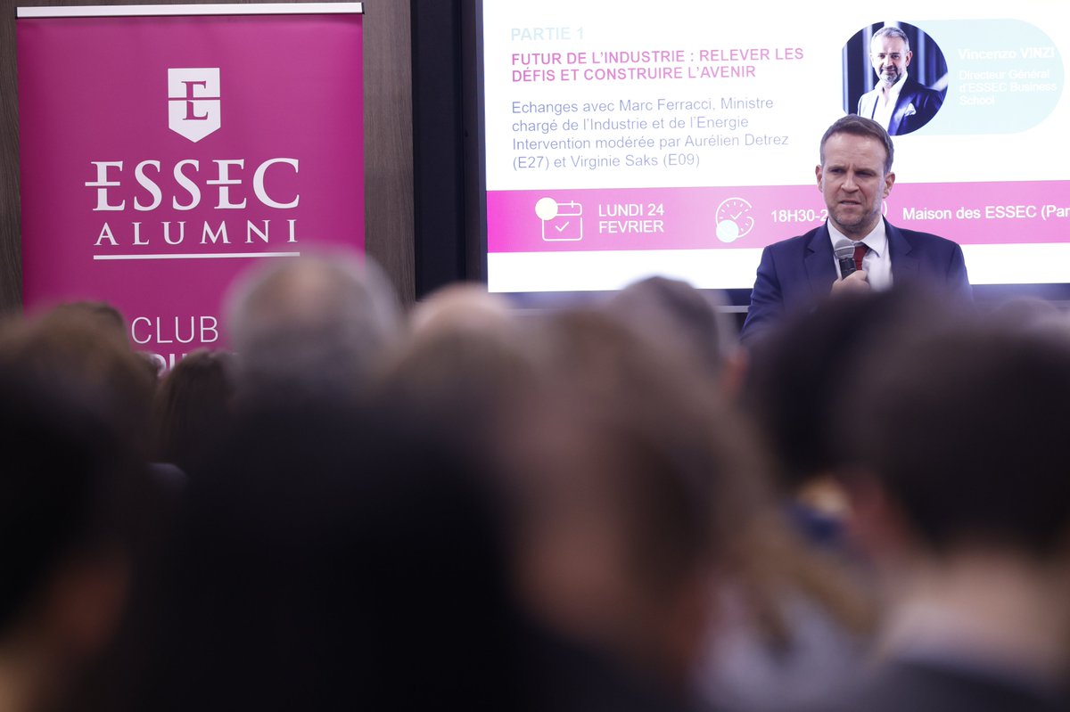 Marc Ferracci (@ferraccimarc) on Twitter photo J'ai eu le plaisir d'échanger ce soir avec des alumni et des étudiants de l'<a href="/essec/">ESSEC Business School</a> sur les enjeux de l'industrie.
Les écoles de commerce ont un rôle décisif à jouer dans le combat pour la réindustrialisation de la France et de l'Europe.
L'industrie recrute massivement. Elle J'ai eu le plaisir d'échanger ce soir avec des alumni et des étudiants de l'<a href="/essec/">ESSEC Business School</a> sur les enjeux de l'industrie.
Les écoles de commerce ont un rôle décisif à jouer dans le combat pour la réindustrialisation de la France et de l'Europe.
L'industrie recrute massivement. Elle