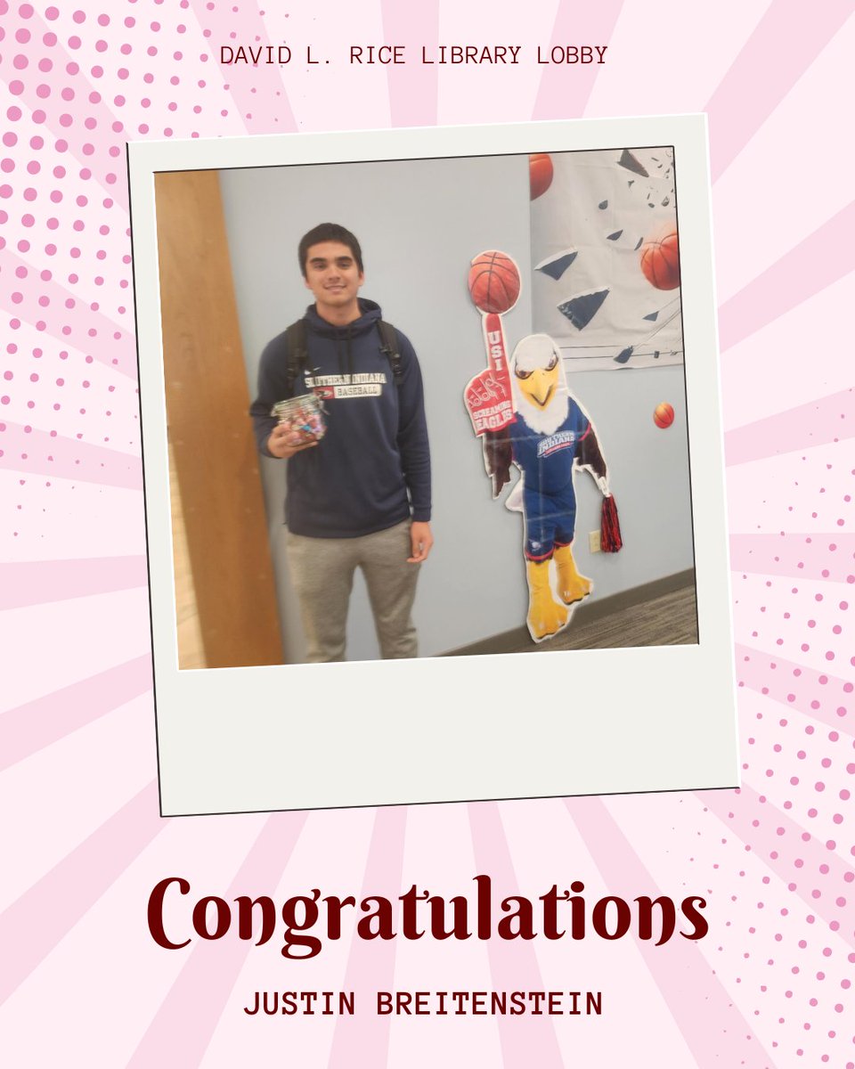 RiceLib's tweet image. Justin Breitenstein is the winner of the Rice library guessing candy jar contest! The correct answer was 132 Kisses in the jar. We had some other students guess that number, so your name was pulled out a bowl and you are the winner!

Thank you!!