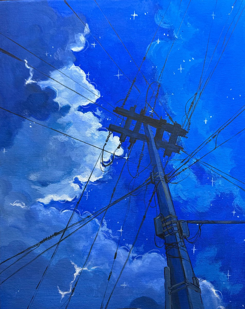 Recent painting I did on canvas there is a second part to it I’ll post it later 🎨👩‍🎨
.
.
. 
I’ll be selling this one  though 💵 kinda sad to give it away 🥲
#painting #art #momslitleartist #PainterOfTheNight  #sky #nightsky