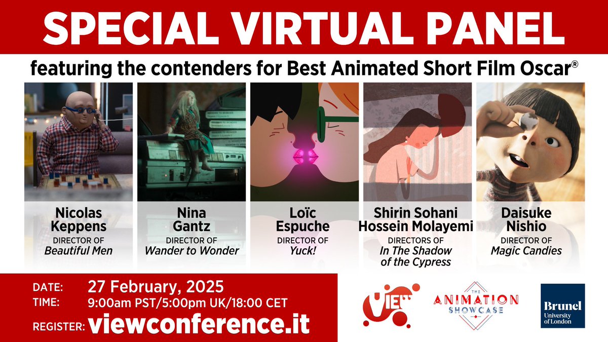 ViewConference's tweet photo. Join @ViewConference free live panel w #Oscar nominees for #bestanimatedshort
https://t.co/41WaJsSVpI
@ninagantz1 #wandertowonder
#loicespuche #yuck!
@Shirinsohani1 #hosseinmolayemi
#intheshadowofthecypress
#takashiwashio #magiccandies
#nicolaskeppens #beautifulmen #animation https://t.co/bs57tahrYE