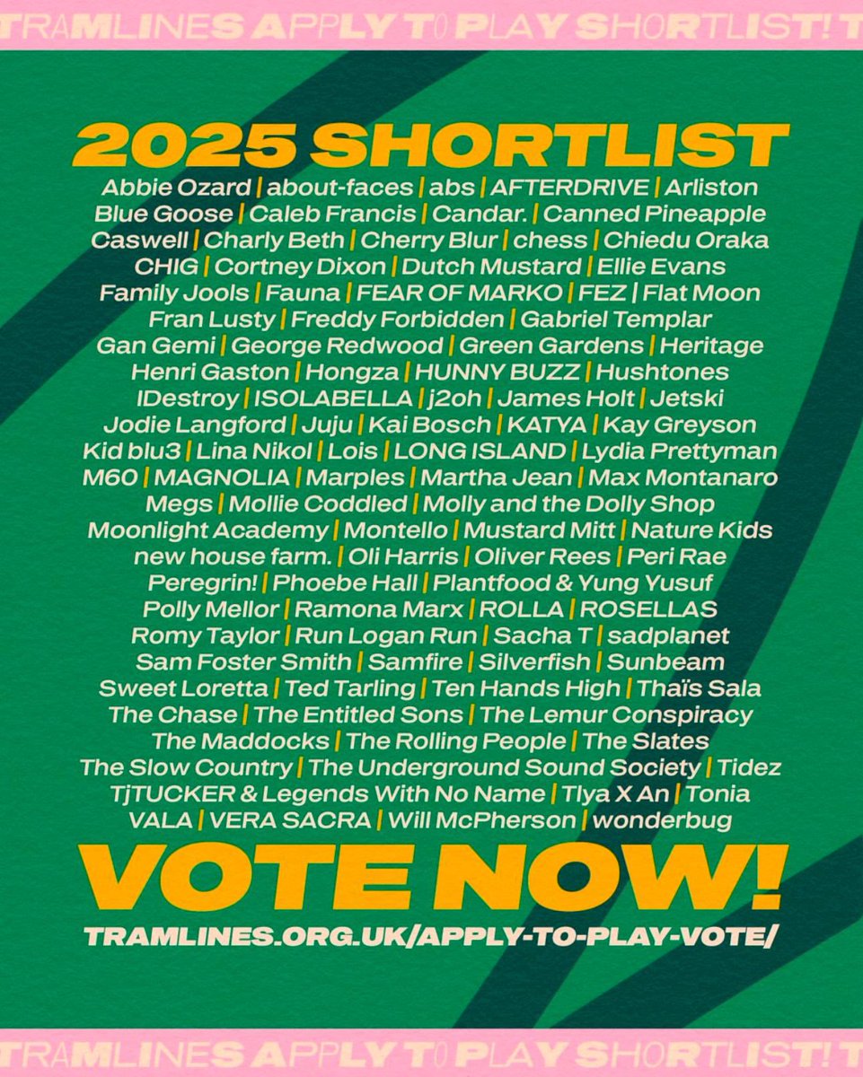 Sunbeam_Band's tweet image. Evening! We’ve been shortlisted to play Tramlines festival! If you’ve got a spare minute we’d appreciate your vote 🗳️ 

 🌞

form.jotform.com/form/250493943…