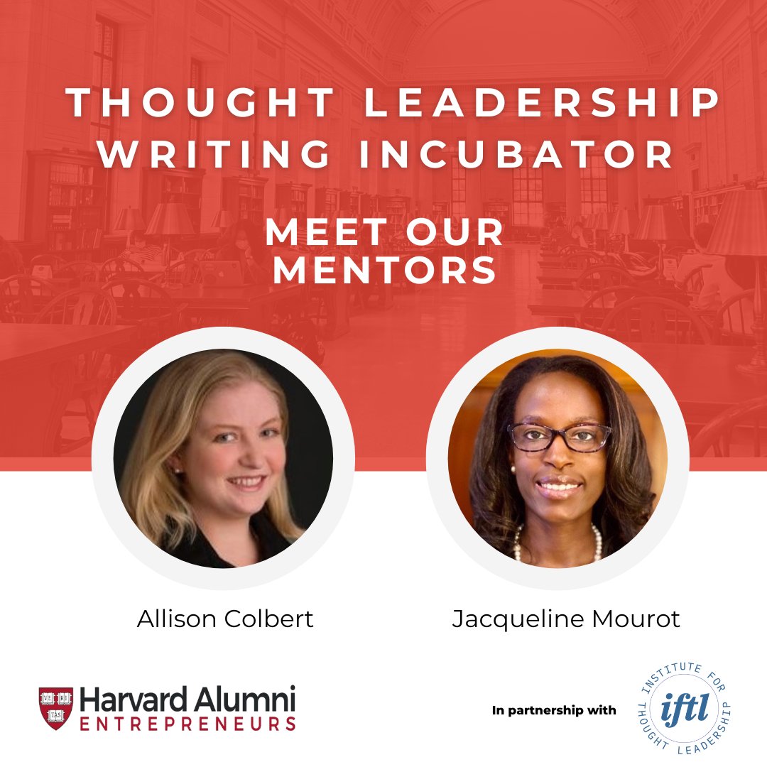 AlumniStartups's tweet photo. Meet Our TLWI Winter ‘25 Mentors: Allison Colbert & Jacqueline Mourot!
Thrilled to have their expertise guiding our TLWI community!
#thoughtleadership #writing #leadership #ideas #storytelling #storyframing #HAE #HarvardAE https://t.co/p8XMbrZAJY