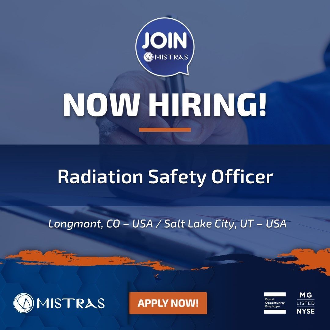 bit.ly/3EIqrar - Job Alert! MISTRAS Group (NYSE:MG) is searching for a Radiation Safety Officer in the Mountain Region (including Longmont, CO and Salt Lake City, UT – USA). Apply today!

#TIC #Testing #Inspection #Certification #Compliance #RadiationSafety #RSO #Hiring