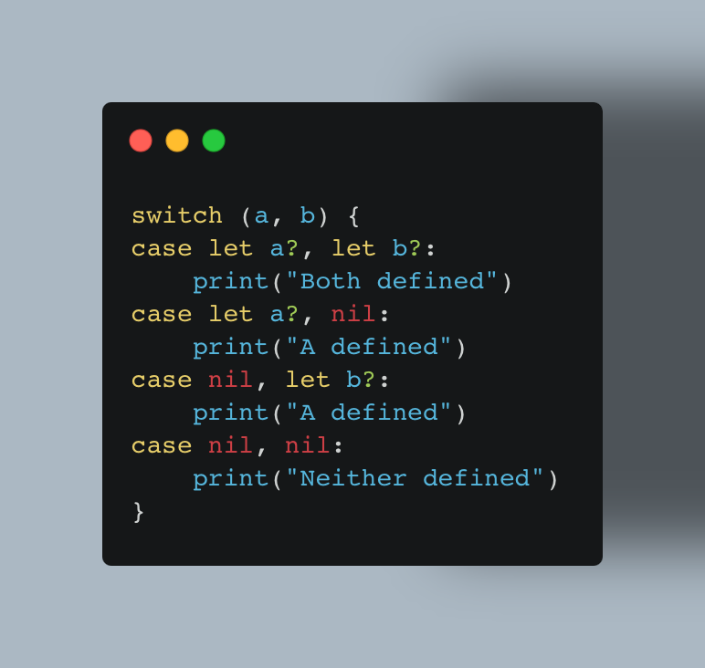 Swift tip, use `let variable?` in switch statements to match optionals - very similar to `if let variable`