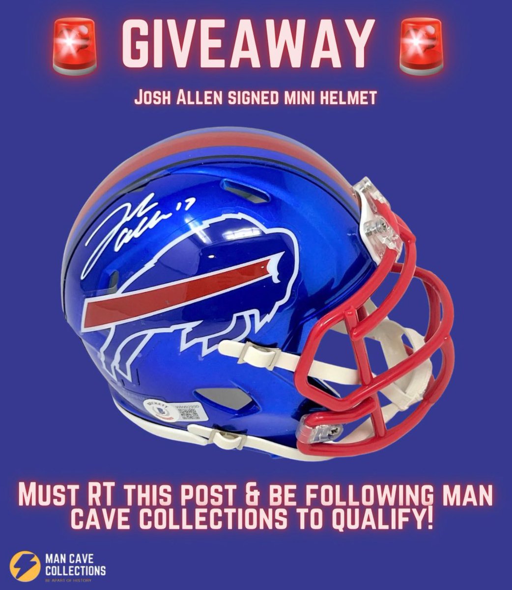 Man Cave Collections (@mc__collections) on Twitter photo 🚨 GIVEAWAY 🚨
We are giving away this Josh Allen signed mini helmet to 1 lucky Bills fan who:
• RT’s this tweet
• Follows <a href="/MC__Collections/">Man Cave Collections</a> here on X & FB (link to our FB page in comments below)
#BillsMafia 🚨 GIVEAWAY 🚨
We are giving away this Josh Allen signed mini helmet to 1 lucky Bills fan who:
• RT’s this tweet
• Follows <a href="/MC__Collections/">Man Cave Collections</a> here on X & FB (link to our FB page in comments below)
#BillsMafia
