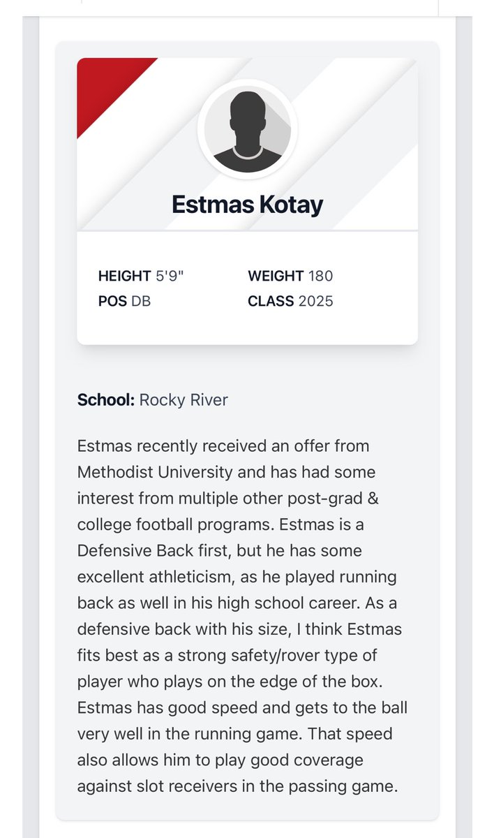 Thank you <a href="/pepman704/">Matt Morrow</a> <a href="/PrepRedzone/">Prep Redzone 🏈</a> for the write up!! #unsigned #classof2025
<a href="/wcrite/">Willie Crite</a> <a href="/KennethMcClamro/">Kenneth McClamrock</a>