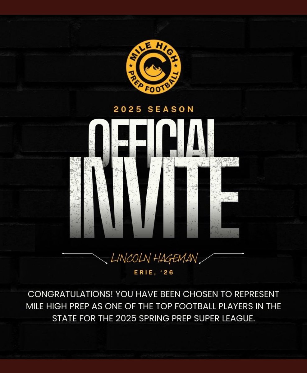 Lincoln Hageman (LB 2026) (@lincolnhageman) on Twitter photo Extremely grateful to be selected for this team! Thank you <a href="/milehighprep/">MILE HIGH PREP</a> for the invite! <a href="/ErieTigersFB/">Erie High Football</a> <a href="/GigerJeff/">Jeff Giger</a> <a href="/Coachharrison60/">Coach Harrison</a> <a href="/Gabe_Knapton/">Gabe Knapton</a> <a href="/Hageman_DM/">David Hageman, Ph.D.</a> <a href="/coachwes_23/">Ryan Wesley</a> Extremely grateful to be selected for this team! Thank you <a href="/milehighprep/">MILE HIGH PREP</a> for the invite! <a href="/ErieTigersFB/">Erie High Football</a> <a href="/GigerJeff/">Jeff Giger</a> <a href="/Coachharrison60/">Coach Harrison</a> <a href="/Gabe_Knapton/">Gabe Knapton</a> <a href="/Hageman_DM/">David Hageman, Ph.D.</a> <a href="/coachwes_23/">Ryan Wesley</a>