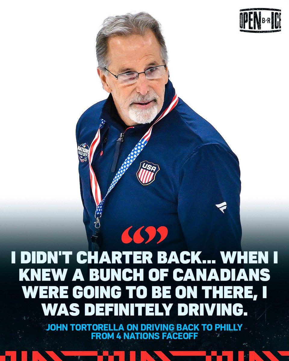 Torts was still not over the #4Nations loss so even though he was going to drive anyways, it made his decision easier to not fly on the Flyers charter back to Philly with two Canadians, Travis Konecny and Travis Sanheim 😂 

(h/t <a href="/jackiespiegel93/">Jackie Spiegel</a>)