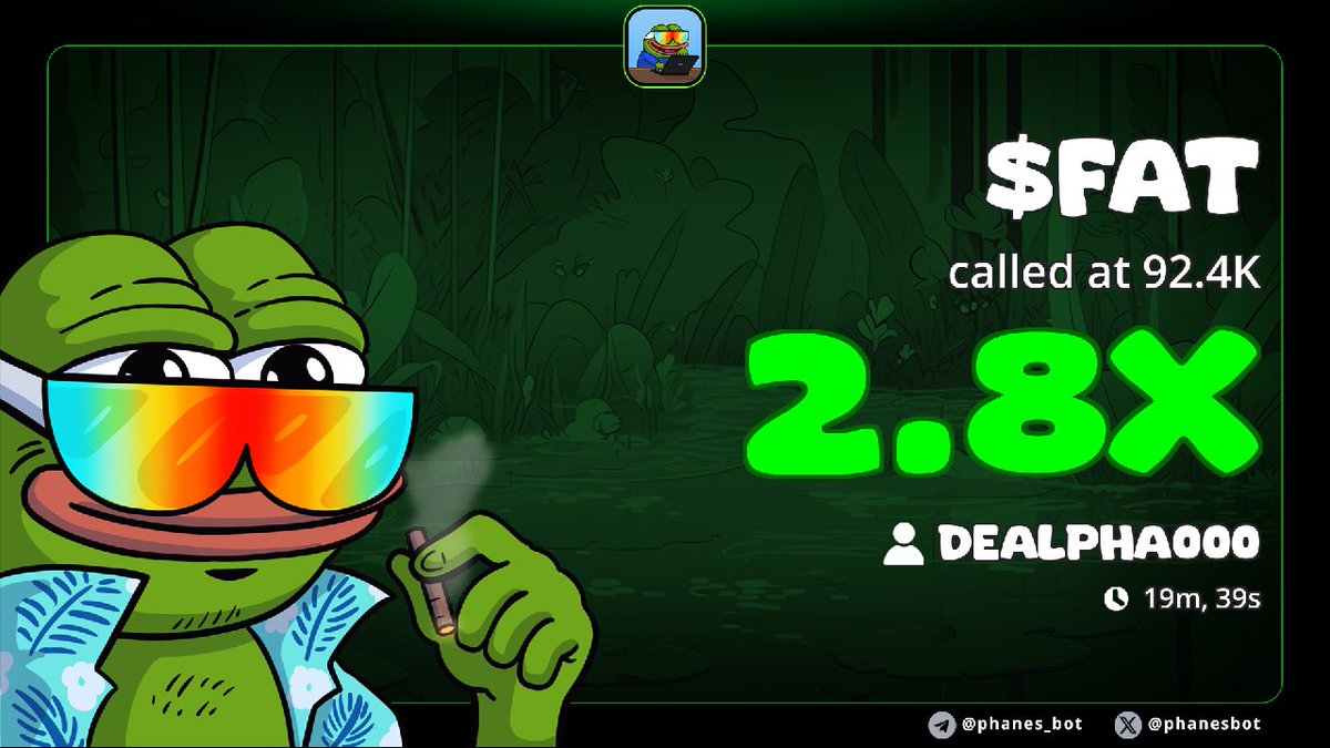 DeAlpha000's tweet photo. Almost 3x profit on my call $FAT
$FAT
$BATCAT $LIBRA #Libradick $BERNER $DEEP $COM $PiAl #ANTISWFT #ANGLERFISH $Duo $TWIPER #Mow $SLTS $US #GROK3 $RUFF https://t.co/42f2RgLCU2