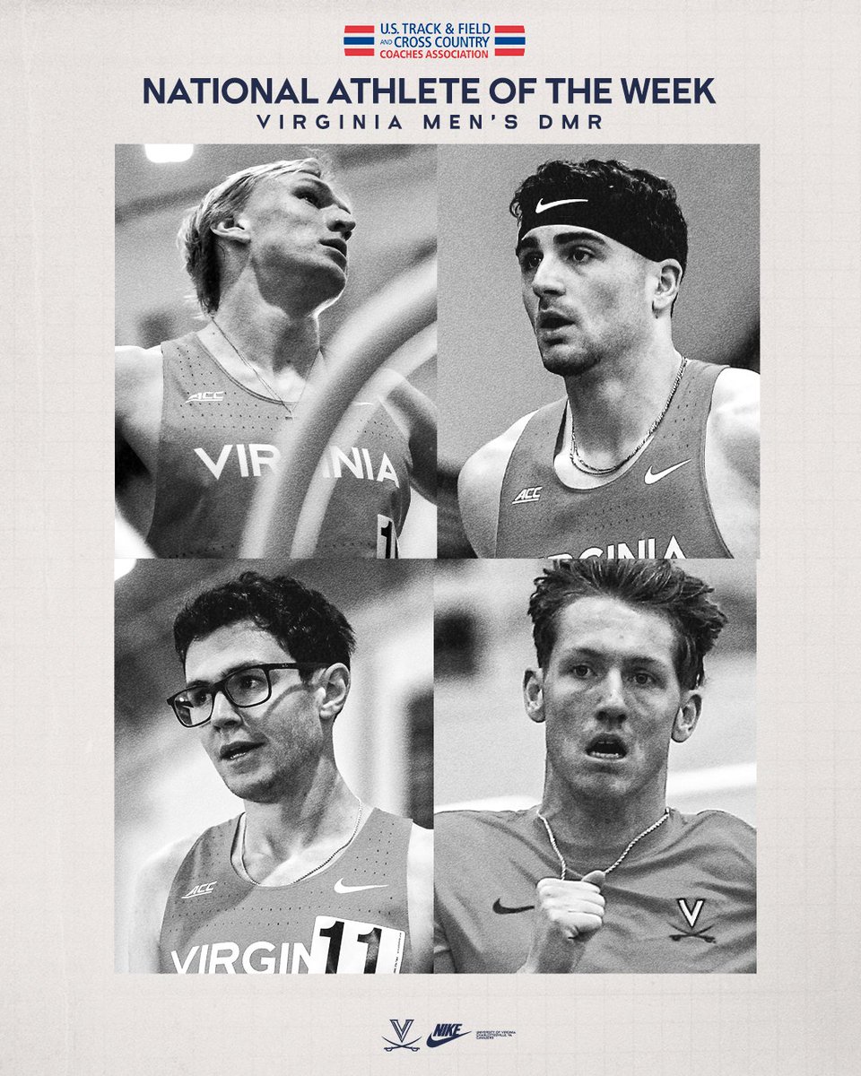 DMR weekend did not disappoint 👏

Wes Porter, Alex Sherman, Conor Murphy and Gary Martin = <a href="/USTFCCCA/">USTFCCCA</a> National Athletes of the Week!
🗞️: virginiasports.com/news/2025/02/2…

#GoHoos