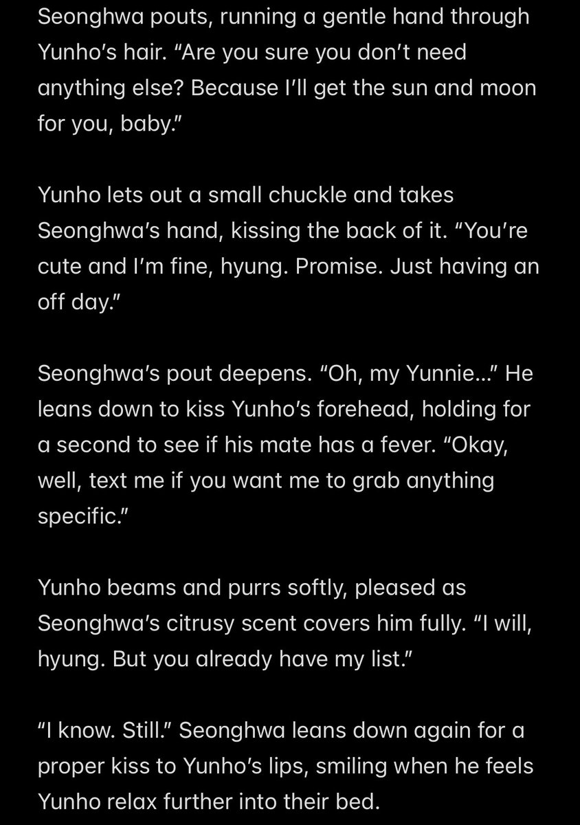 cw // yxnhwx , omega yh , alpha sh , mpreg , fluff

idk I just wanted to write smth cute and yh being pregnant so <3
——————

1/5