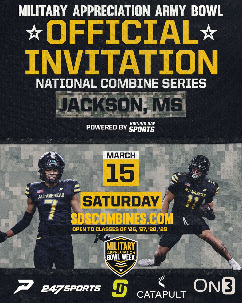 Troy willis Jr (@_troywillisjr) on Twitter photo Blessed to be invited to compete in the Military Appreciation Army Bowl Combine
<a href="/j_mitch38/">Jamar Mitchell</a> <a href="/ABXSpeedschool/">A.B</a> <a href="/RecruitLouisian/">Recruit Louisiana™️</a> <a href="/JJKilgore_SDS/">JJ Kilgore</a> <a href="/wolvesfootball_/">Saint Paul's Football</a> Blessed to be invited to compete in the Military Appreciation Army Bowl Combine
<a href="/j_mitch38/">Jamar Mitchell</a> <a href="/ABXSpeedschool/">A.B</a> <a href="/RecruitLouisian/">Recruit Louisiana™️</a> <a href="/JJKilgore_SDS/">JJ Kilgore</a> <a href="/wolvesfootball_/">Saint Paul's Football</a>