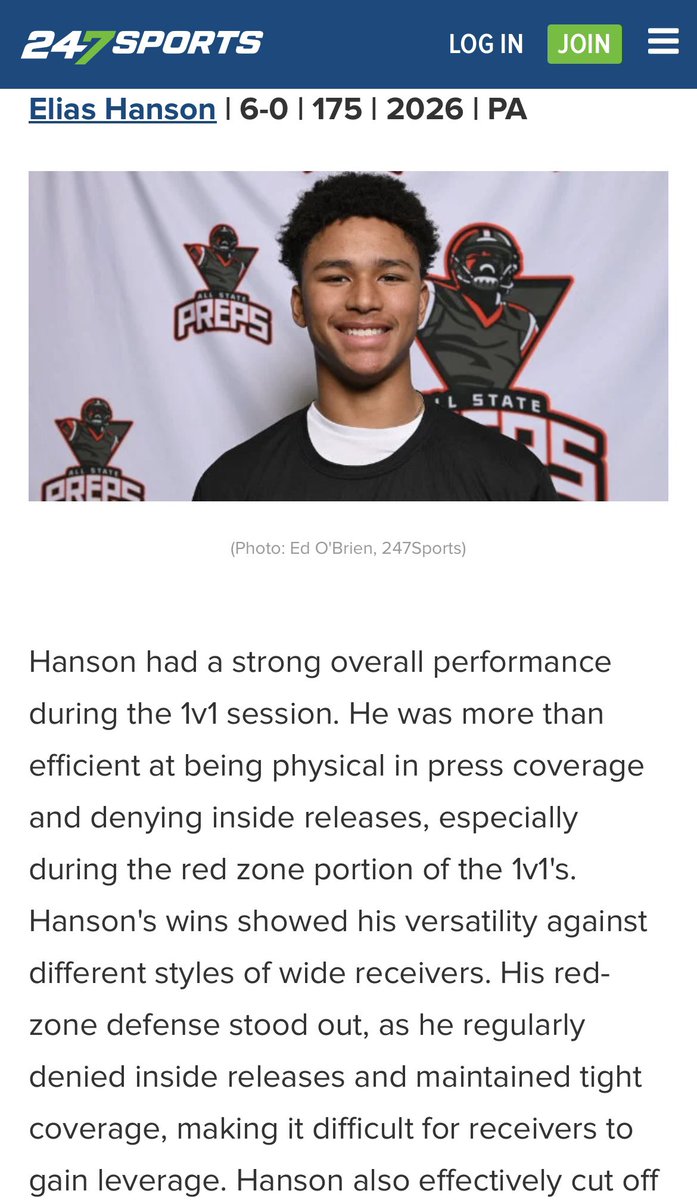 Elias Hanson (@eliashanson6) on Twitter photo Beyond blessed for the recognition, thanks for the article. <a href="/EdOBrienCFB/">EdOBrienCFB</a> <a href="/Preps_247/">AllStatePreps</a> <a href="/247Sports/">247Sports</a> <a href="/Football_Cville/">COATESVILLE FOOTBALL</a> <a href="/Level82_7on7/">LEVEL82_7on7</a> Beyond blessed for the recognition, thanks for the article. <a href="/EdOBrienCFB/">EdOBrienCFB</a> <a href="/Preps_247/">AllStatePreps</a> <a href="/247Sports/">247Sports</a> <a href="/Football_Cville/">COATESVILLE FOOTBALL</a> <a href="/Level82_7on7/">LEVEL82_7on7</a>