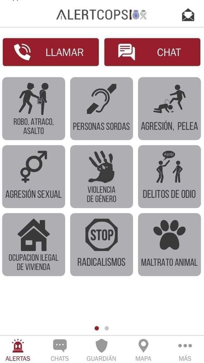 ¿Qué todavía no tienes #ALERTCOPS en tu móvil? Pues no lo dejes para mañana, porque igual es ya tarde.
Chat con Guardia Civil o Policía, función #Guardian o botón #SOS son algunas de sus virtudes. 

Descarga en:
ANDROID: bit.ly/3hkUsMs
IOS: appl.co/2CDfVBB