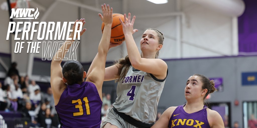 Erin Knowles earns MWC Performer of the Week honors 💪
 
Knowles broke Cornell’s single-season scoring record (461 points) with a huge 27-point, 18-rebound performance in a comeback win over Knox that helped the Rams clinch a berth in the MWC Tournament.