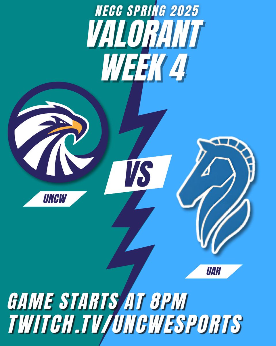UNCW Esports (@uncwesports) on Twitter photo Monday nights = #Valorant nights! Join us tonight at 8:00PM on twitch.tv/uncwesports as our #UNCW Valorant team takes on <a href="/UAHEsports/">UAH Esports</a> in a battle to see who will stay undefeated! Be sure to stop by and show your support!
#valorantesports #valorantstream #collegeesports #Esports Monday nights = #Valorant nights! Join us tonight at 8:00PM on twitch.tv/uncwesports as our #UNCW Valorant team takes on <a href="/UAHEsports/">UAH Esports</a> in a battle to see who will stay undefeated! Be sure to stop by and show your support!
#valorantesports #valorantstream #collegeesports #Esports