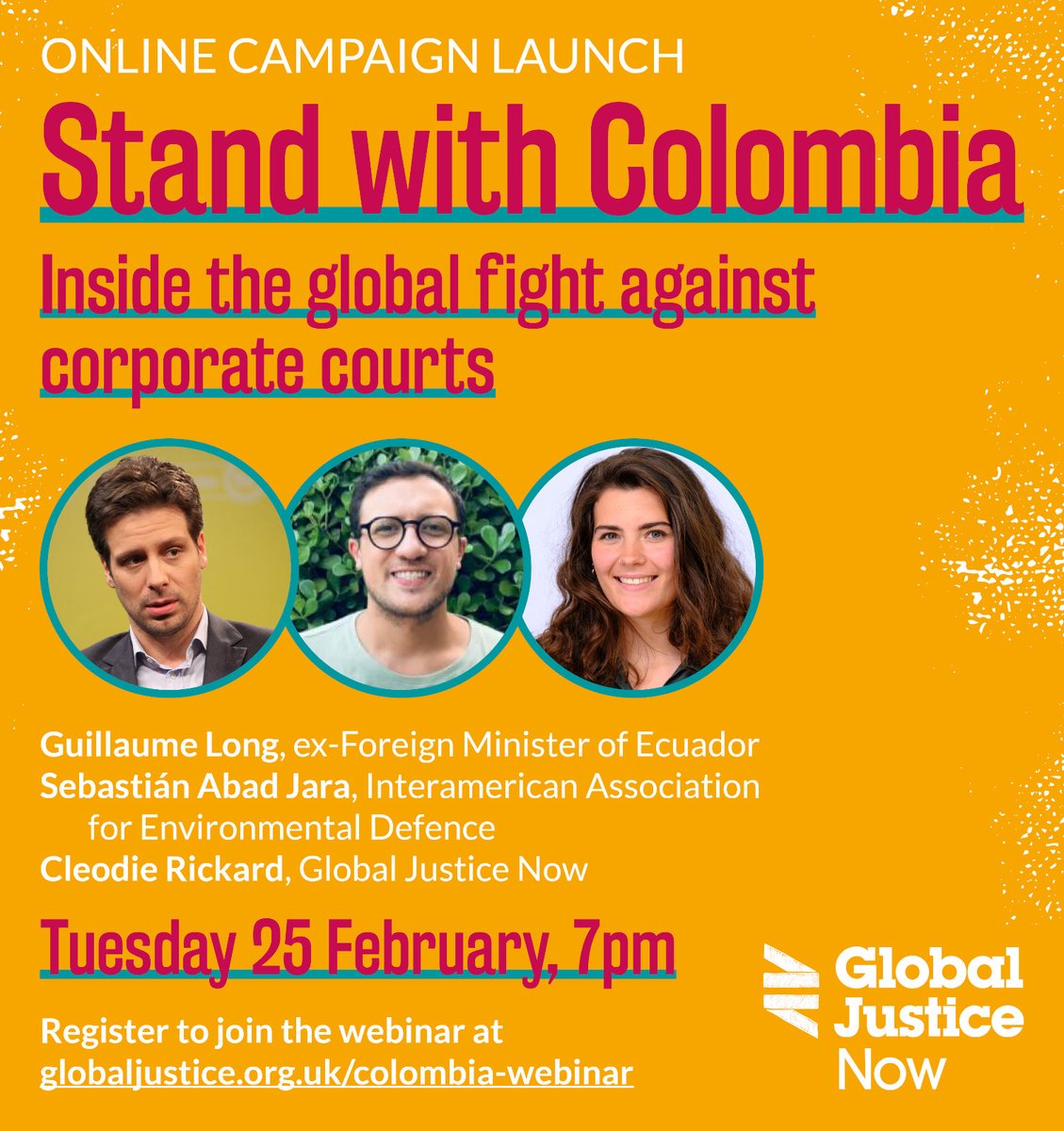 AIDA 🌎 (@aidaespanol) on Twitter photo <a href="/ComiteSanturban/">Comité Santurbán</a> La campaña busca crear conciencia sobre las asimetrías del acuerdo de inversiones entre el Reino Unido y Colombia, y los riesgos que el sistema de inversiones representa para América Latina.
¡Súmate! Sólo necesitas registrarte👉🏽 tickettailor.com/events/globalj…
🕑2 pm 🇨🇴
💬Inglés-español <a href="/ComiteSanturban/">Comité Santurbán</a> La campaña busca crear conciencia sobre las asimetrías del acuerdo de inversiones entre el Reino Unido y Colombia, y los riesgos que el sistema de inversiones representa para América Latina.
¡Súmate! Sólo necesitas registrarte👉🏽 tickettailor.com/events/globalj…
🕑2 pm 🇨🇴
💬Inglés-español