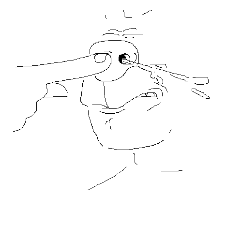 Blowing a booger outta one nostril
