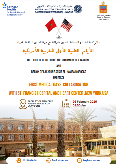 BreikaBeiba's tweet photo. #Laayoune region & the Faculty of Medecine & Pharmacy of Laayoune are happy to announce the 1st #MedicalDays with St Francis Hospital & Heart Center, New York City.
#Rabat #WashingtonDC #MutualInterest
#SaharaOccidental #WesternSahara
Sahara Occidental / Western Sahara https://t.co/yfsBy3pIeM