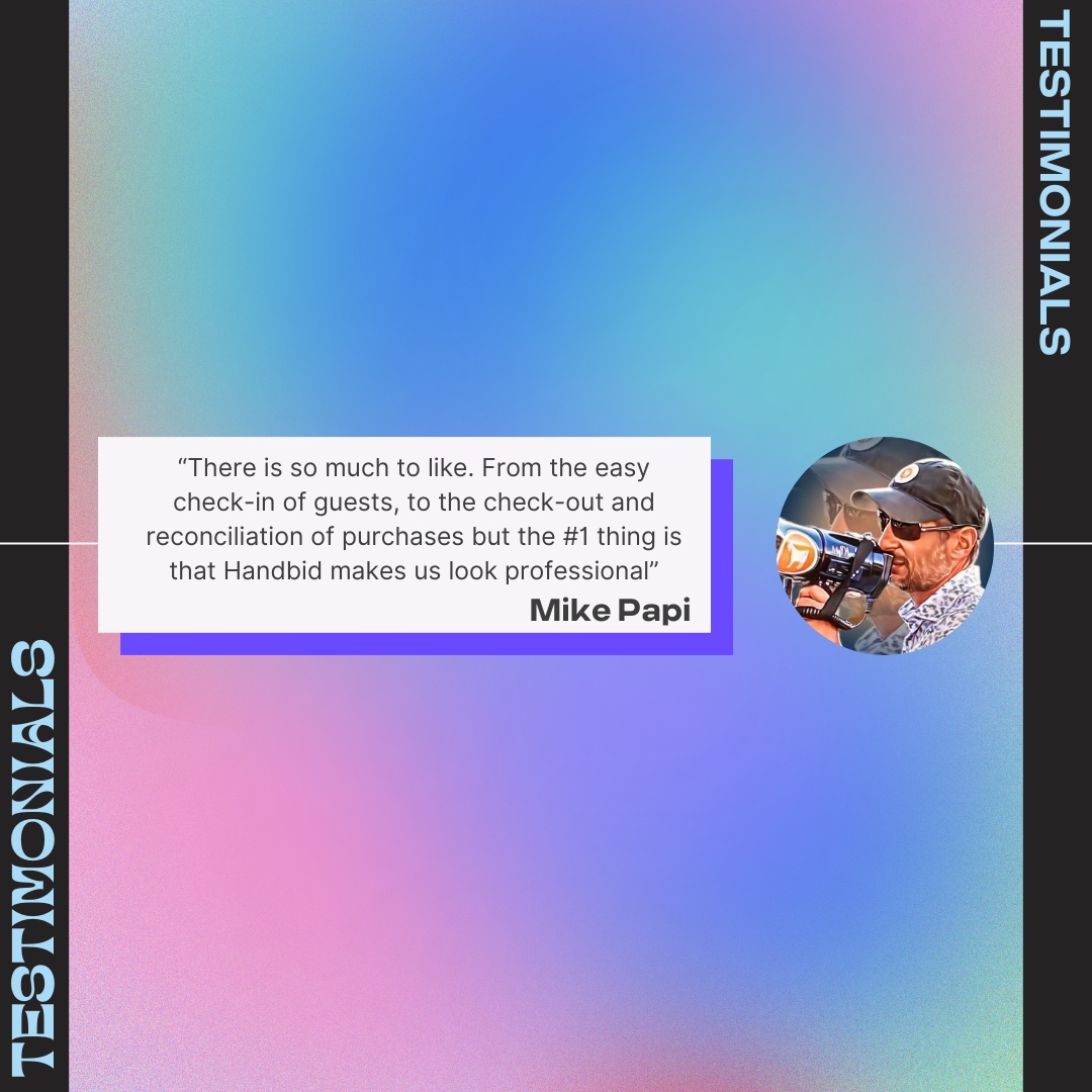 Don’t just take our word for it – hear it from those who’ve used Handbid!

Swipe through to see what our happy customers are saying about their fundraising success with Handbid. Spoiler: They’re raising more, stressing less, and having way more fun! 🎉