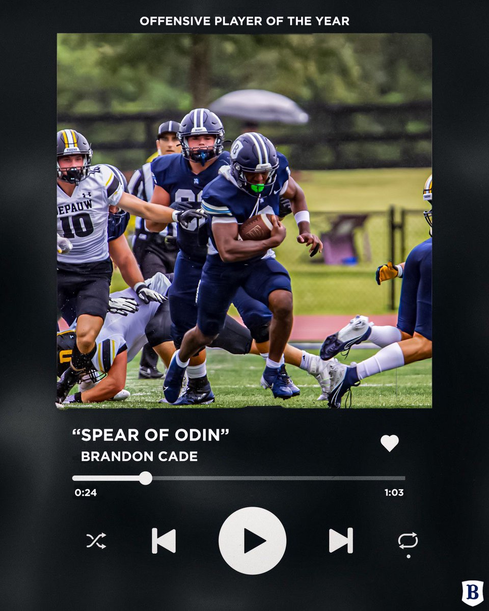 Congratulations Brandon Cade, on winning this year’s Spear of Odin award🏆

#BerryFootball #BUILD #KeepClimbing #d3fb