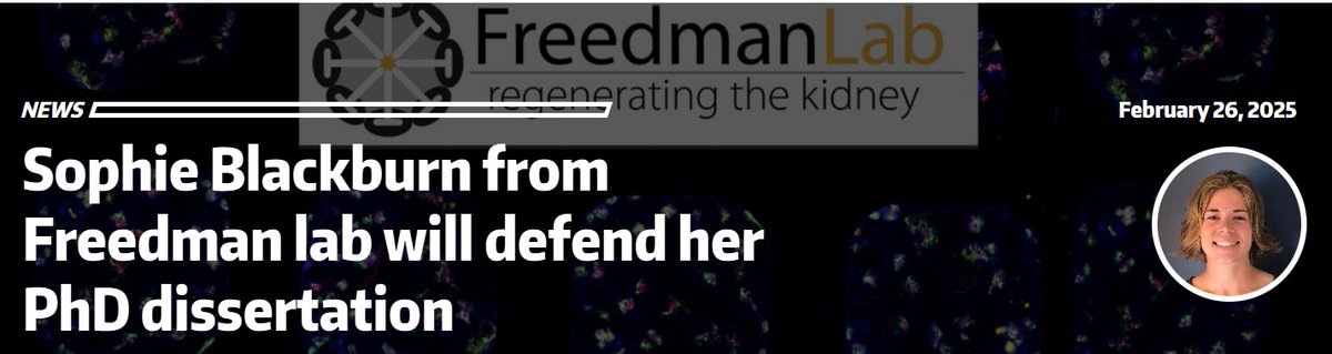 Kidney Research Institute (@kidneyresinst) on Twitter photo Sophie Blackburn of the Freedman lab will defend her #PhD #Dissertation "Enhanced vascularization and longevity of human #kidney #organoids" on 2/26/25, 3PM Pacific. Learn more: kri.washington.edu/news/sophie-blā¦
<a href="/UWDeptMedicine/">UW Department of Medicine</a> #research #science Sophie Blackburn of the Freedman lab will defend her #PhD #Dissertation "Enhanced vascularization and longevity of human #kidney #organoids" on 2/26/25, 3PM Pacific. Learn more: kri.washington.edu/news/sophie-blā¦
<a href="/UWDeptMedicine/">UW Department of Medicine</a> #research #science
