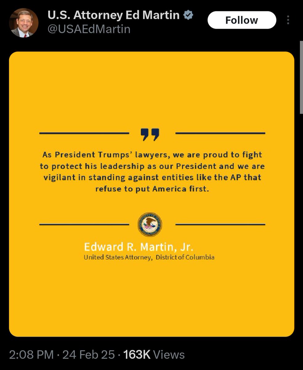 Andrew L. Seidel (@andrewlseidel) on Twitter photo 1. US Attorneys are not the president's lawyers.
2. That you feel comfortable spouting this gross misrepresentation on social media brings shame to our profession.
3. This is a disgusting attack on the free press, more shame.
4. * "President Trump's" thankfully there's only one. 1. US Attorneys are not the president's lawyers.
2. That you feel comfortable spouting this gross misrepresentation on social media brings shame to our profession.
3. This is a disgusting attack on the free press, more shame.
4. * "President Trump's" thankfully there's only one.