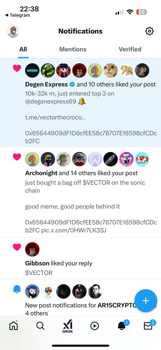 xboeroe's tweet photo. @degenexpress69 liked both of my $VECTOR raids already, seems like there is something cooking here on the SONIC network….

https://t.co/hvgKIBhhZ8 https://t.co/5cxuelO3M0