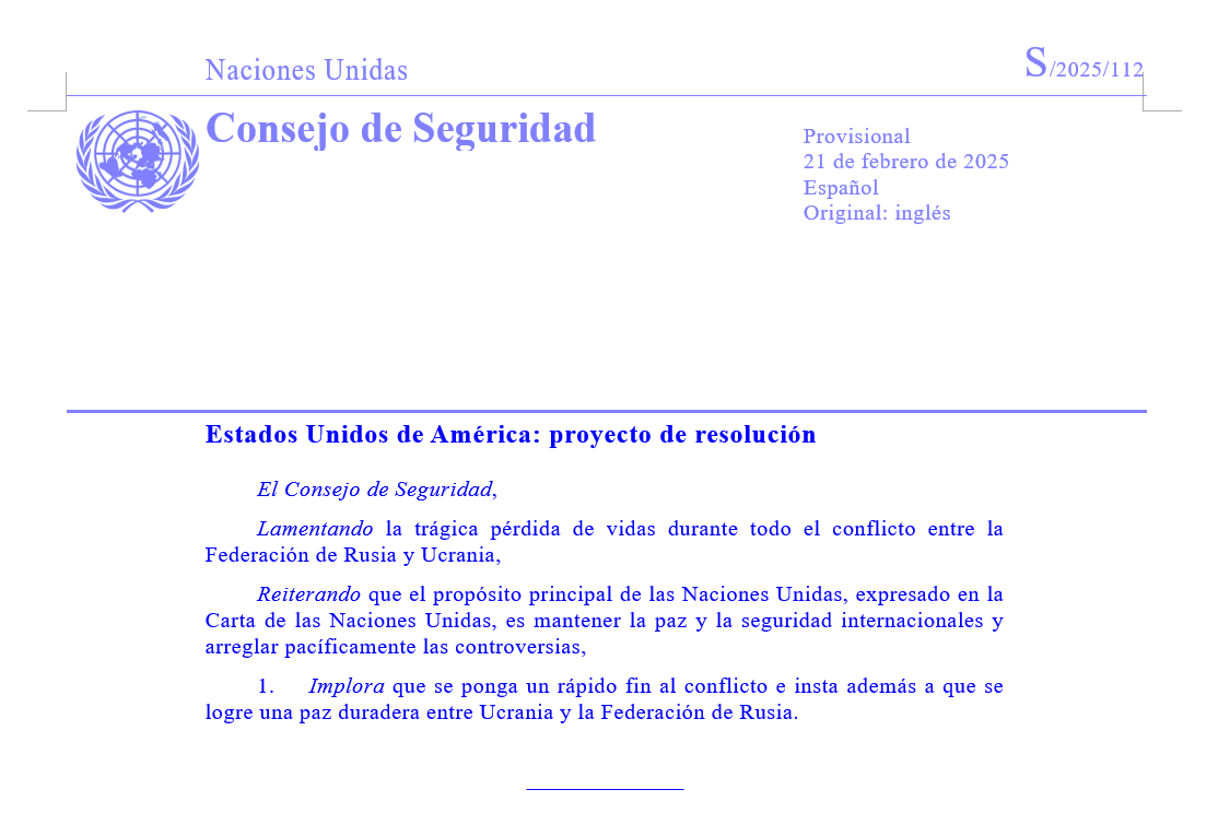 🔴 URGENTE. El Consejo de Seguridad adopta la resolución sobre #Ucrania presentada por #EstadosUnidos con el voto a favor de #Rusia 

A favor: 10
En contra : 0
Abstenciones: 5