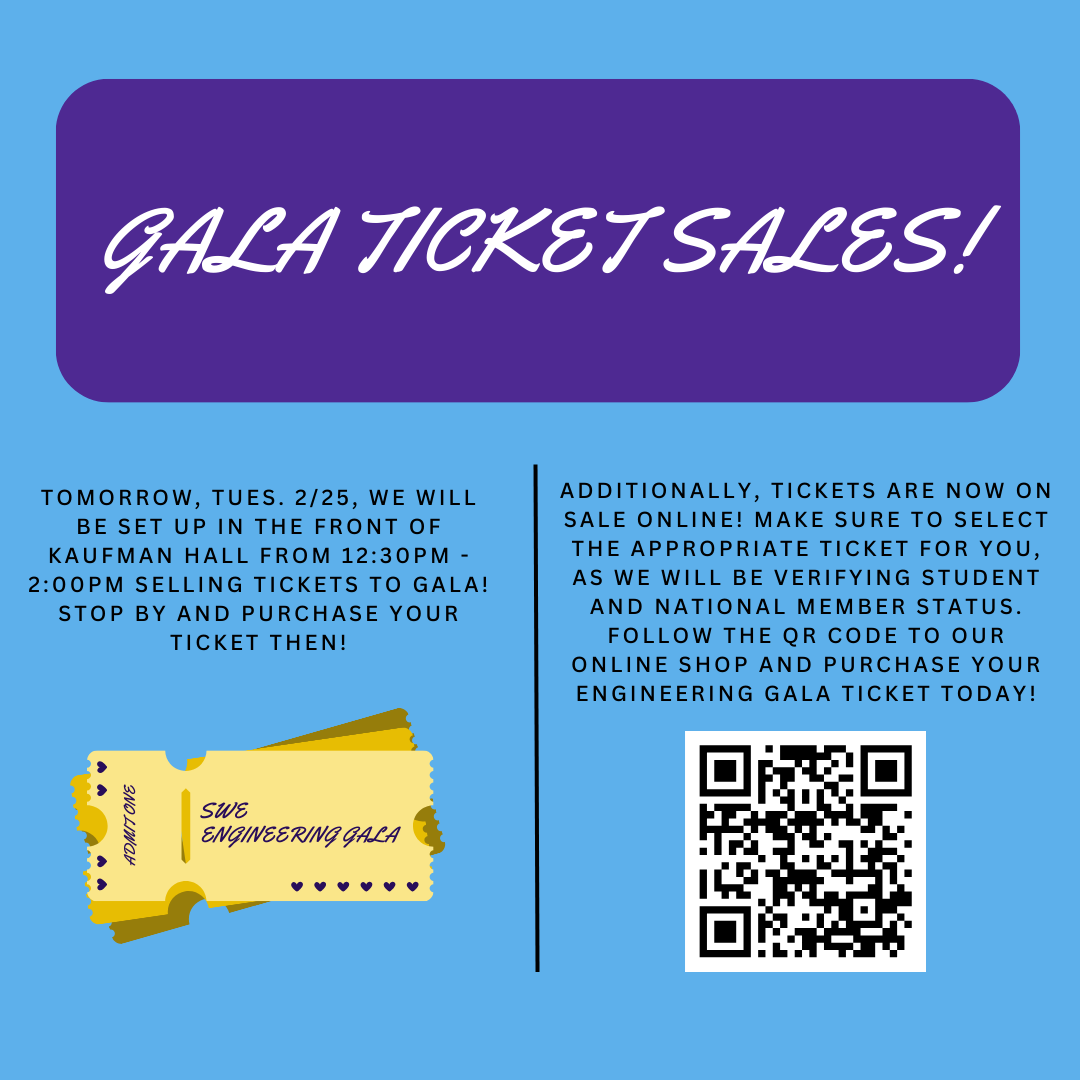 We will be selling Gala tickets in person tomorrow 2/25 in the front lobby of Kaufman Hall from 12:30p-2:00p. We have also established an online shop for ticket purchasing! Can't wait to see everyone at Gala this year!
