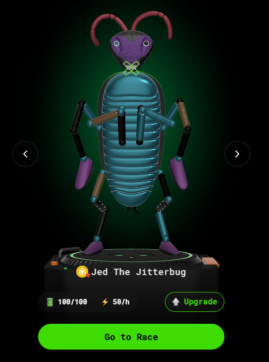 New roach on <a href="/RoachRacingClub/">Roach Racing Club</a> 🪳

Best game on <a href="/AbstractChain/">Abstract</a> imo, simply very addictive and good community around it

Had most success using my XRP roach, excited to try out this BNB one 🤝