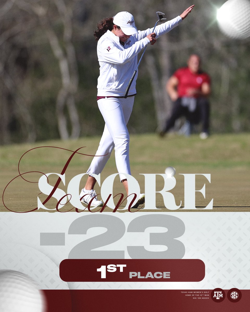 HISTORY ‼️

The Aggies tie the lowest round in program history in round two with a -16! Texas A&amp;M sits in first with a -23 after two rounds 🫨

#GigEm