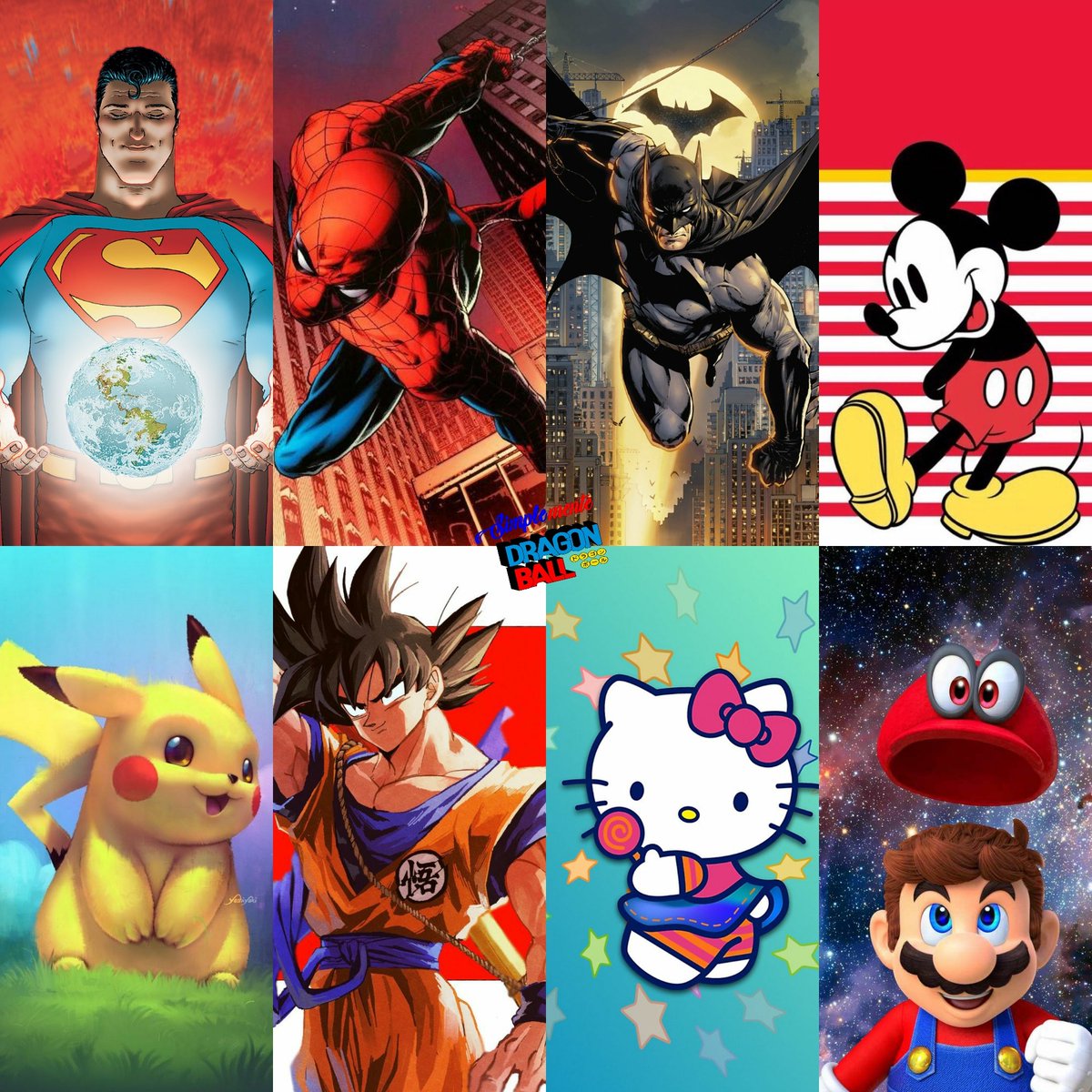 DB_Simplemente's tweet image. Los personajes más famosos y populares de la Cultura Occidental y Oriental respectivamente.