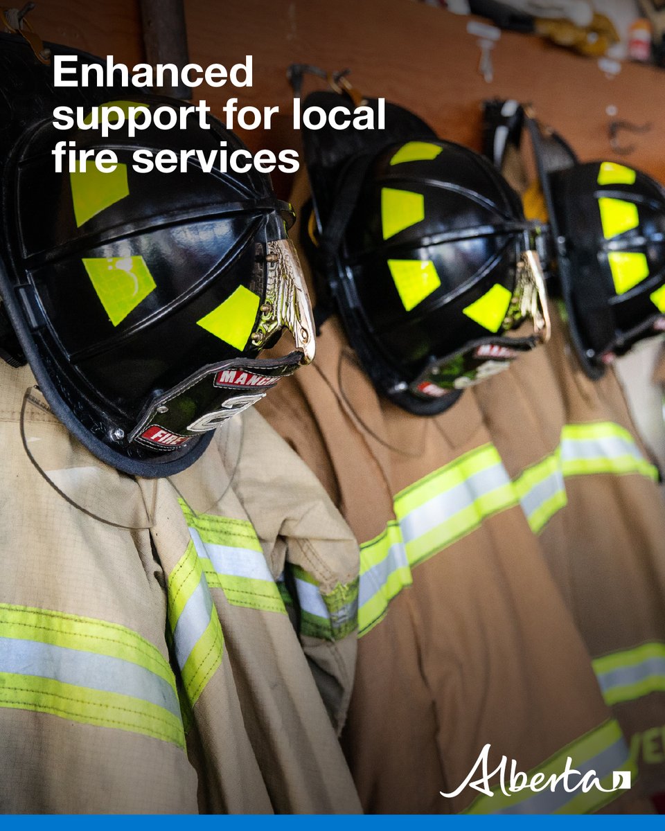 YourAlberta's tweet image. We are giving our fire services the support they need to protect our fire fighters, residents &amp;amp; communities. 🚒

Investing $585K to strengthen local fire departments, improve safety &amp;amp; enhance collaboration across communities.

Learn more: alberta.ca/release.cfm?xI…