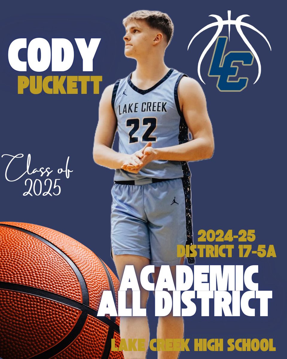 Lake Creek 6th Man Club (@lions_6th_man) on Twitter photo Congratulations to <a href="/CodyPuckett25/">Cody Puckett</a> for earning Academic All District honors! <a href="/LakeCreekHoops/">Lake Creek Basketball</a> Congratulations to <a href="/CodyPuckett25/">Cody Puckett</a> for earning Academic All District honors! <a href="/LakeCreekHoops/">Lake Creek Basketball</a>