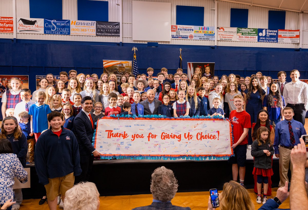 GovAbbottPress's tweet photo. Texas families of all backgrounds have spoken, and they want school choice.

Governor @GregAbbott_TX will work with the Texas Legislature to get school choice across the finish line this session. https://t.co/rgLFCfym1b