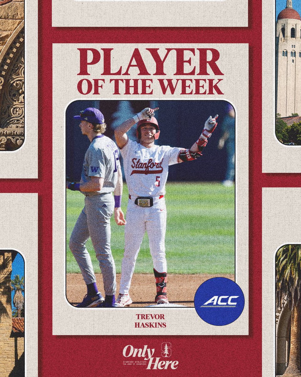 Stanford Baseball (@stanfordbsb) on Twitter photo We interrupt our regularly-scheduled programming to bring you the following message:
<a href="/trevorhaskins_/">Trevor Haskins</a> is your <a href="/ACCBaseball/">ACC Baseball</a> Player of the Week‼️
🗞️ » tinyurl.com/bddzwdwj
#GoStanford We interrupt our regularly-scheduled programming to bring you the following message:
<a href="/trevorhaskins_/">Trevor Haskins</a> is your <a href="/ACCBaseball/">ACC Baseball</a> Player of the Week‼️
🗞️ » tinyurl.com/bddzwdwj
#GoStanford
