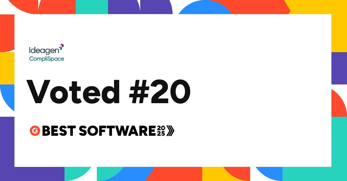 We’re thrilled to announce that Ideagen CompliSpace has been recognised in G2’s 2025 Best Software Awards, being named #20 in Best GRC Software Products thanks to the valuable feedback from YOU, our incredible customers! 🏆🎉

<a href="/Ideagen_/">Ideagen</a>  also secured #12 in UK Best Software