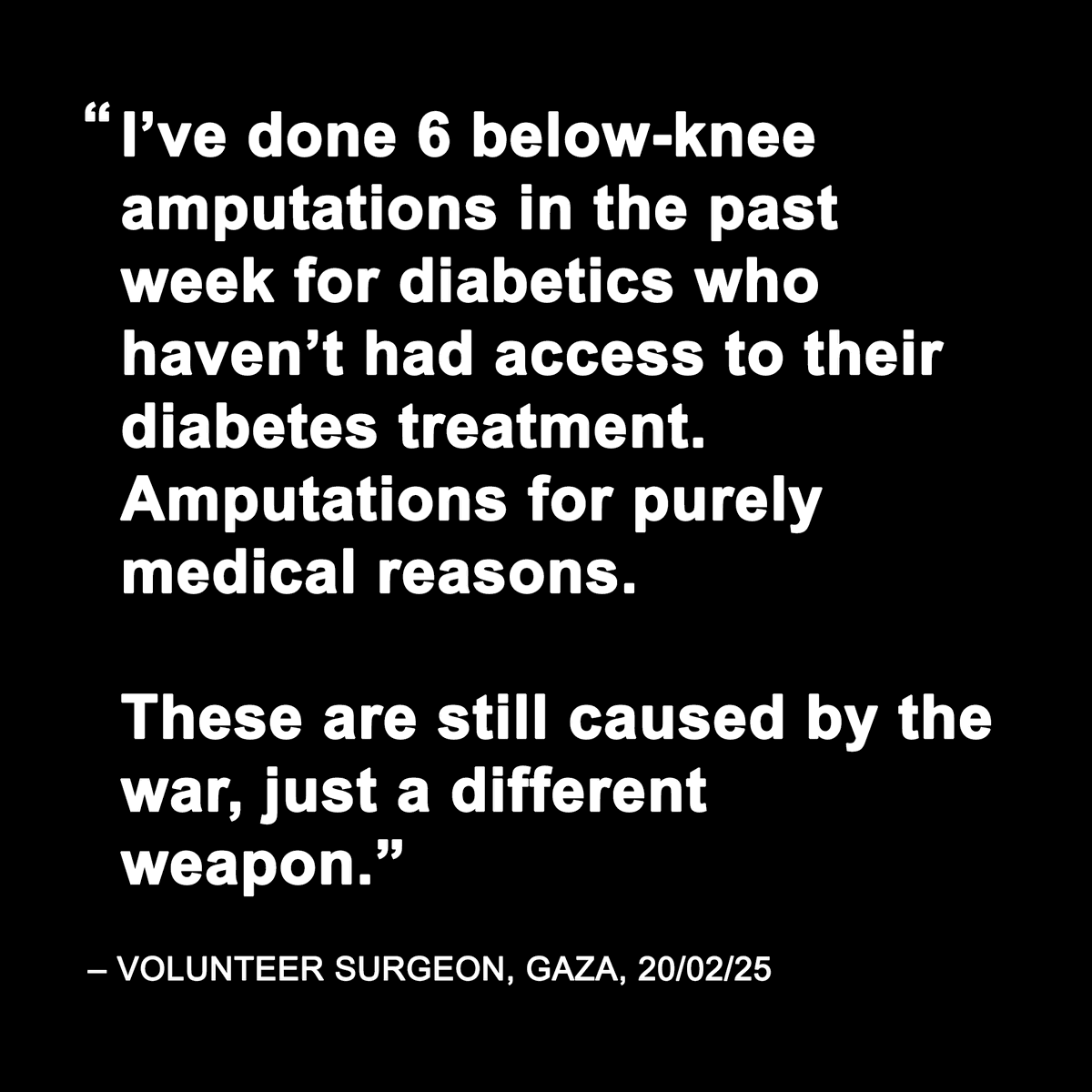 GazaMedicVoices's tweet image. Israel’s destruction of the healthcare system in Gaza continues to devastate lives. A surgeon describes the consequences of people with diabetes being prevented from accessing the medicines they need.