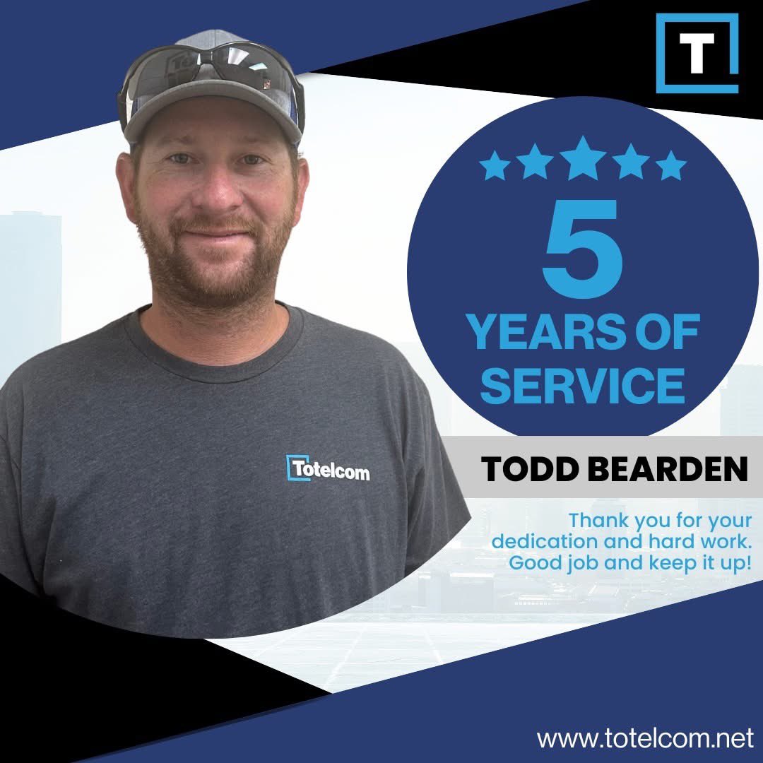 TotelcomLLC's tweet photo. Happy 5th work anniversary, Bearden! 

Not only is Todd dedicated to great installs for all Totelcom customers. But he is also passionate about guiding hunts, fishing, golfing, and coaching both of his boys and their sports teams.

Thanks for all of your hard work, Bearden! 🤝🏼 https://t.co/MTg4DA5KF5