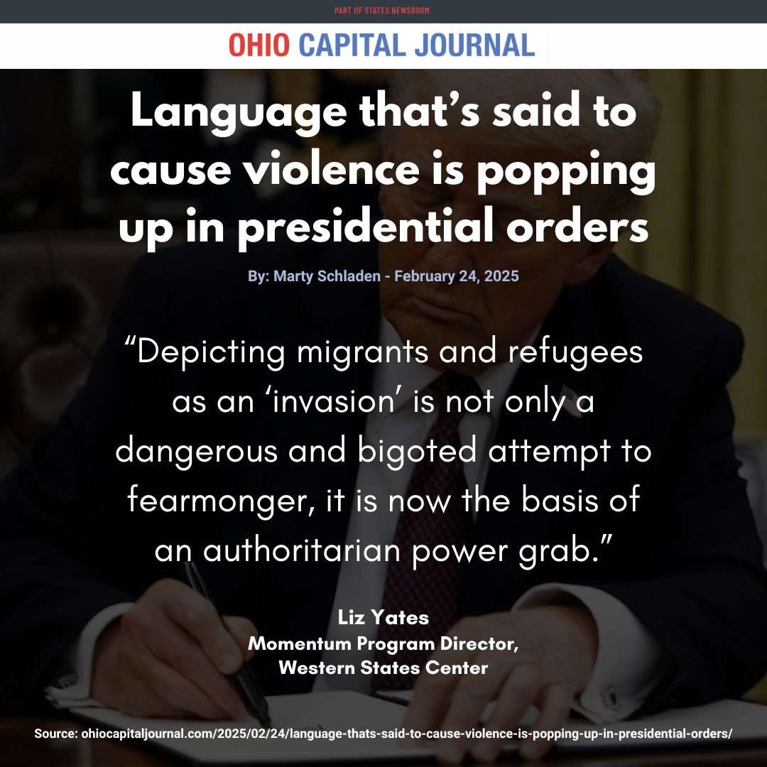 🚨 Calling migrants an “invasion” isn’t just hateful, as our Momentum Program Director, Liz Yates, warns: “This dangerous, bigoted fearmongering is now the basis of a power grab.”
Congress must reject this conspiracy before more harm is done. 
buff.ly/4kcX8gw