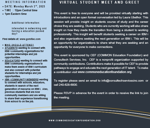 Join us, March 3rd 2025 for our Virtual Student meet and greet!