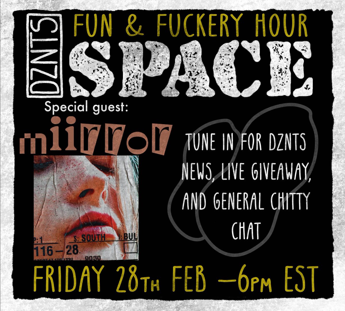 Gooost18's tweet image. 🥜🔊🥜🔊🥜🔊🥜🔊🥜🔊🥜🔊
Friends, Nutz, lend me your ears!!!  

The Friday Night Fun And Fuckery Hour by DZNTS NFT @LukeDZ4U returns once again, this Friday, February 28th @ 6pm EST with Special Guest Artist..... @youmiirror!!!!

Tune in for some DZNTS news, a really fun artist